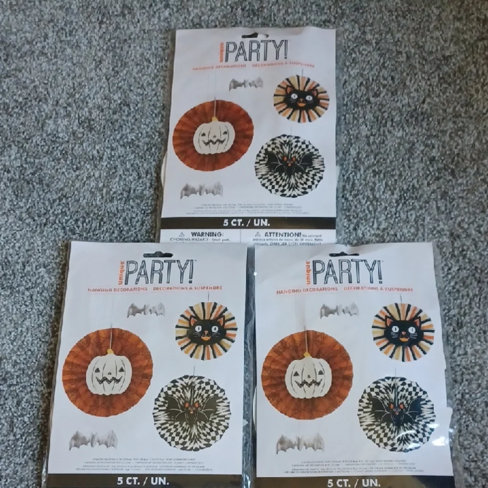 3 New Packs 5 Count Halloween Hanging Decorations